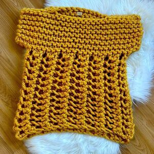 Kalypso Creations Custom Knit Top short Sleeve Small Medium Mustard Yellow
